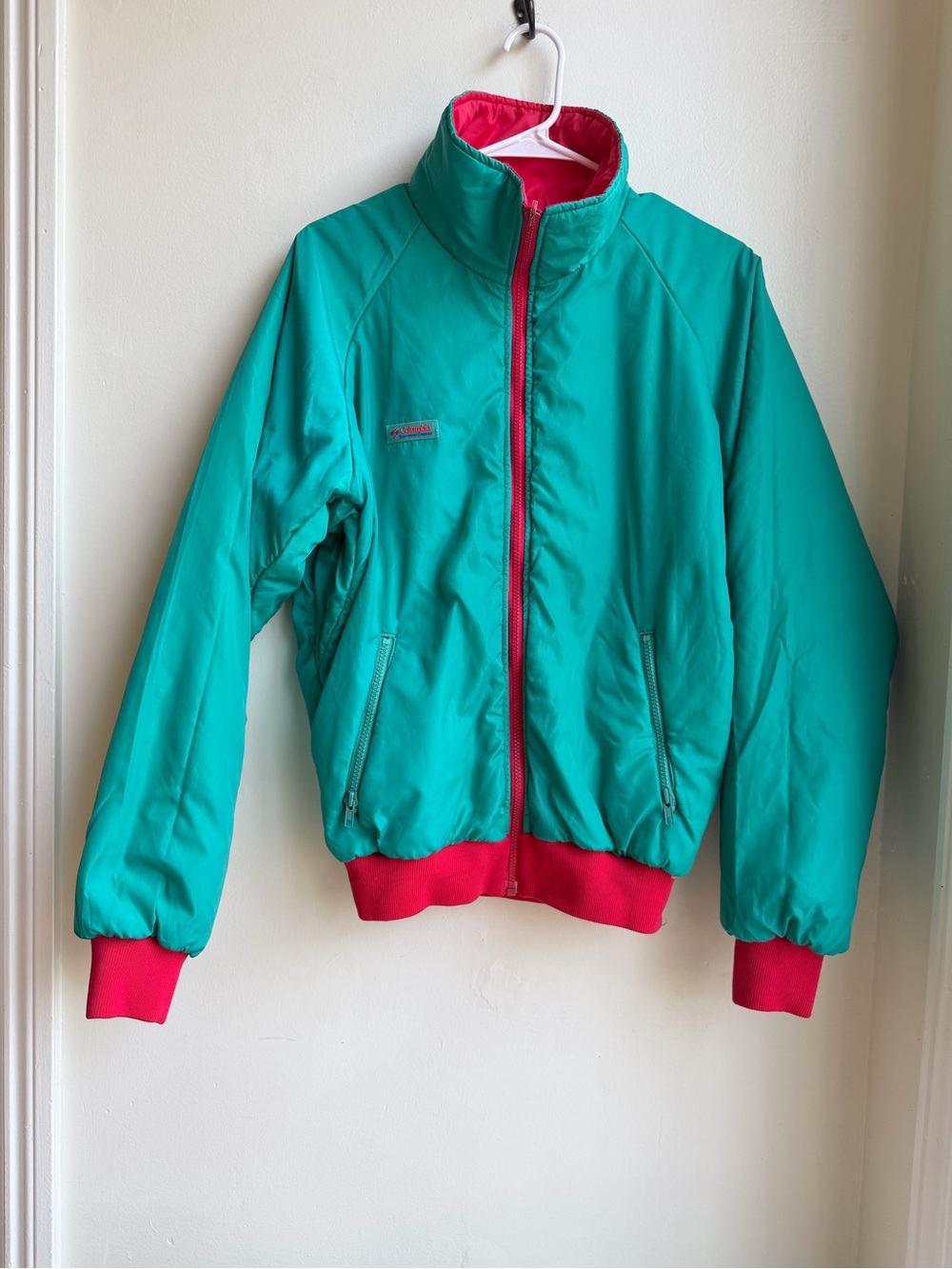 Vintage 90s Columbia Reversible Jacket Men M Teal Red Thinsulate Radial Sleeve